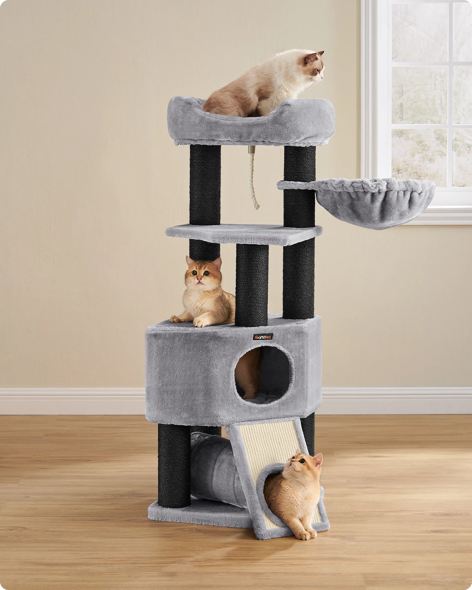Feandrea - Grote Krabpaal met Hangmat & Kattenhuis